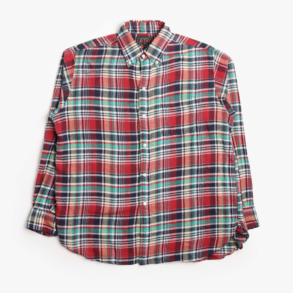 Beams Plus Button Down Classic Fit Indian Flannel Plaid Shirt