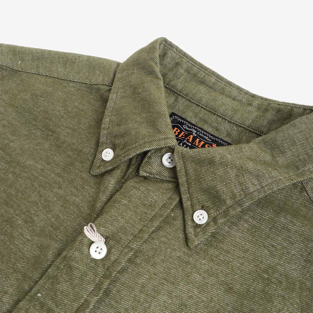 Beams Plus Button Down Solid Flannel Shirt - Image 2