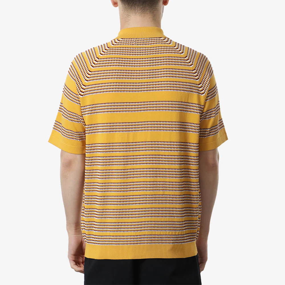 Beams Plus Half Zip Knit Polo Jaquard Shirt - Image 3